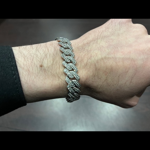 Mens Diamond Watch Chain Bracelet Cuban Link Set Jewellery Iced Out Bussdown - Picture 5 of 9